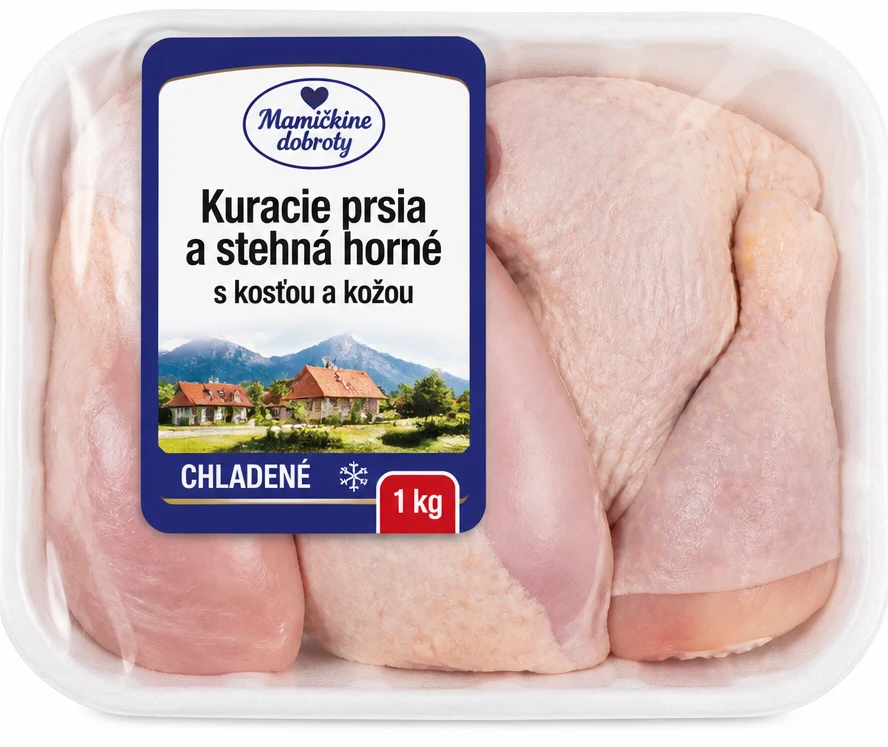 Mamičkine dobroty Kuracie prsia a stehná horné s kosťou a kožou chladené