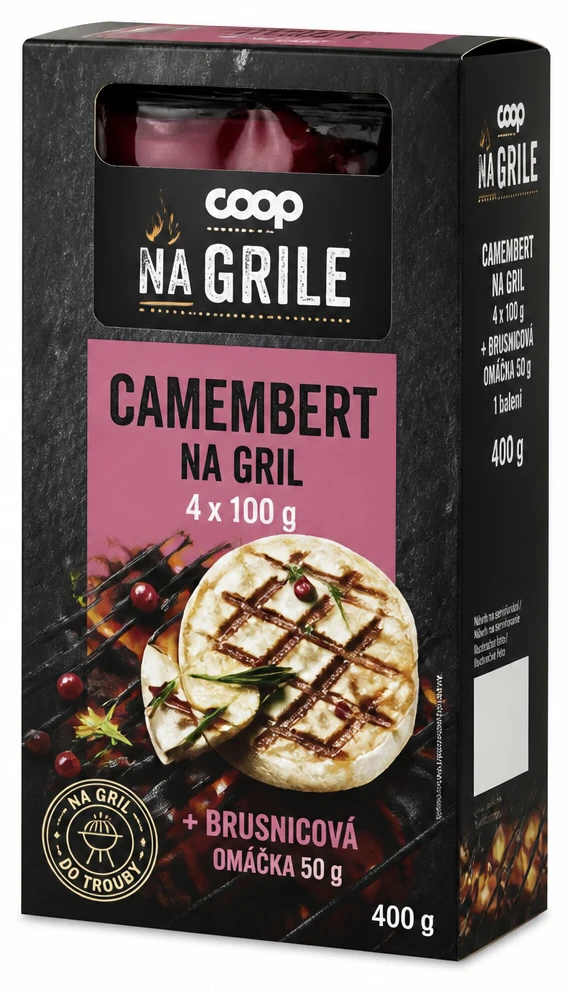 NA GRILE Camembert na gril 4 x 100 g + brusnicová omáčka 50 g 1 bal.